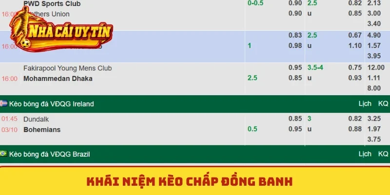 Khái niệm kèo chấp đồng banh