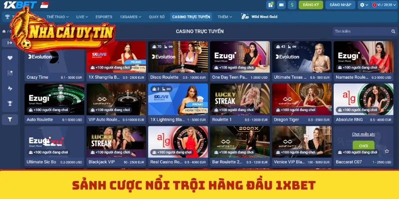 Sảnh cược nổi trội hàng đầu 1xBet