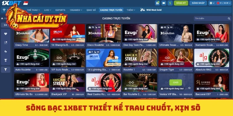Sòng bạc 1xBet thiết kế trau chuốt, xịn sò