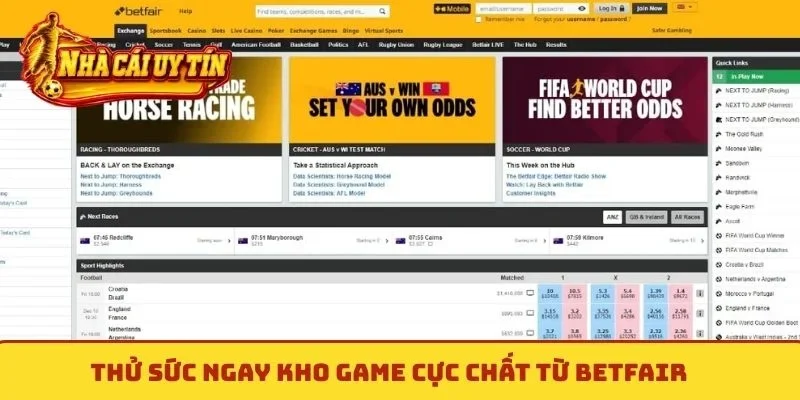 Thử sức ngay kho game cực chất từ Betfair